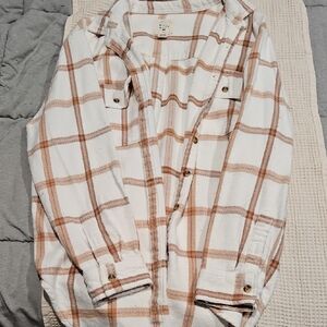 Billabong Cream and Brown Plaid Shirt